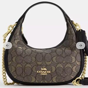 Coach Monogram Shoulder Bag - Black and Gold